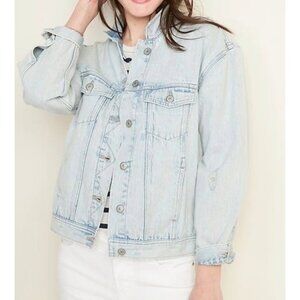 NWT OLD NAVY Women's Light Washed Boyfriend Denim Jean Jacket Sz Large Petite